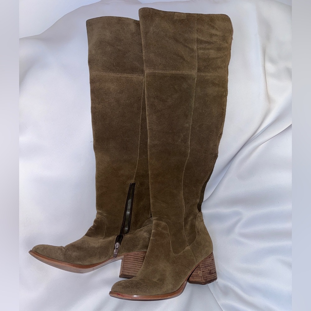 Marc Fisher Olive Suede Over the Knee Boots